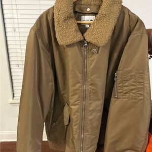 Lacoste Tan Jacket with Shearling Collar